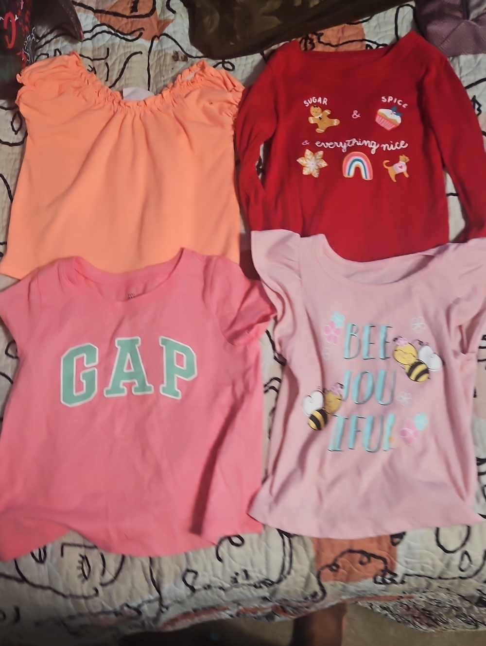 Various Brands Girls 4-Pack Tops - Pink, Coral & Red Mix